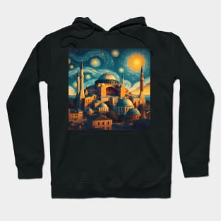 Hagia Sophia, Istanbul, Turkey, in the style of Vincent van Gogh's Starry Night Hoodie